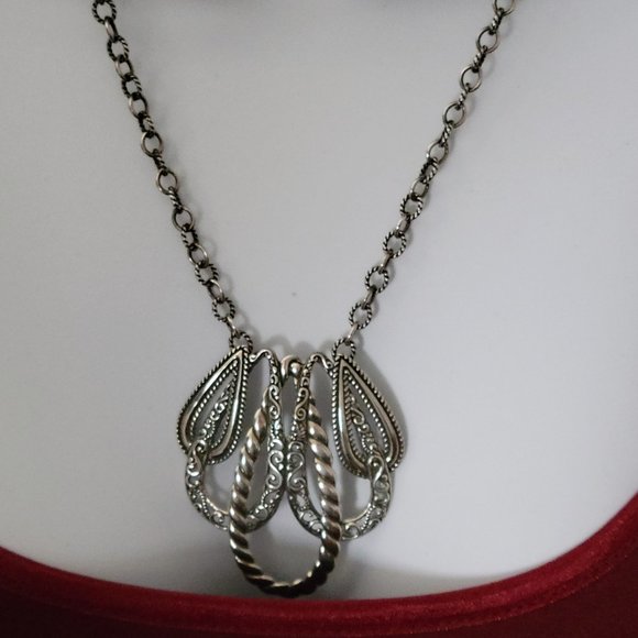 Sterling Signed Carolyn Polack Relios Sterling Filigree Openwork Necklace SW - Picture 5 of 9